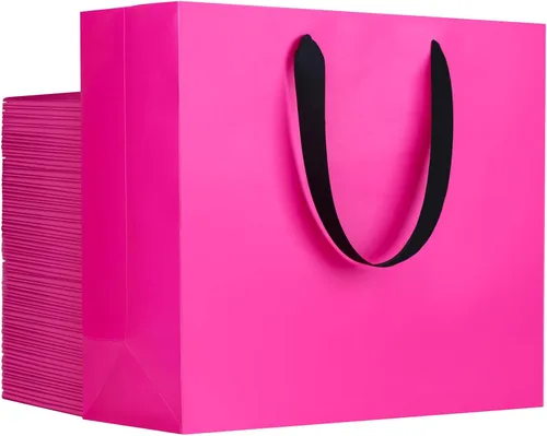 Miniatura 32 de EUSOAR Bolsas de Regalo Grandes Azul Marino, Paquete de 25 - Bolsas de Papel de Compras de 12.5"x4.5"x11" con Asas para Negocios, Manualidades