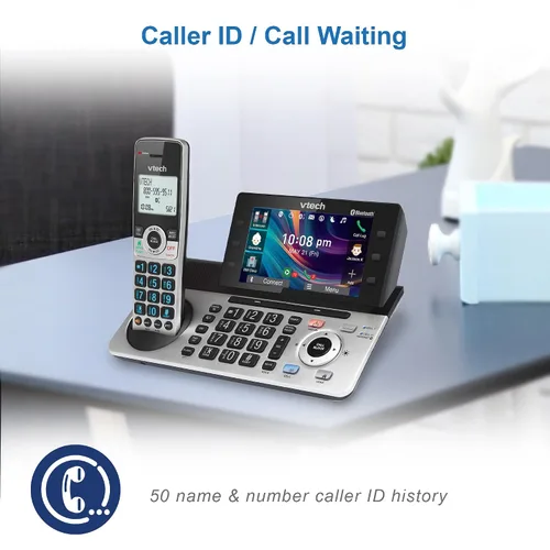 Miniatura 12 de VTech IS8251-3 - Teléfono inalámbrico de 3 manos de grado empresarial para oficina en casa, pantalla a color de 5", teclas de acceso directo
