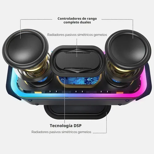 Miniatura 2 de DOSS SoundBox Pro+ - Altavoz de Bluetooth inalámbrico con sonido impresionante de 24 vatios, bajos en aumento, emparejamiento estéreo inalámbrico