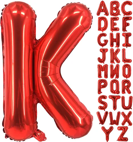 Miniatura 20 de Lovoir Globos grandes de 40 pulgadas con la letra T roja de gran tamaño, globo de helio de aluminio de Mylar para decoración de fiesta de Letra roja