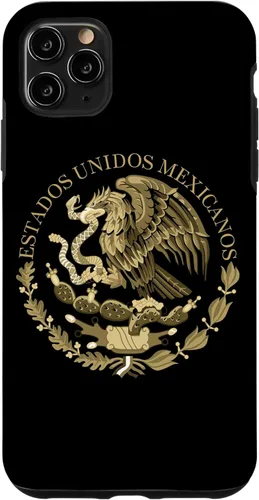 Miniatura 13 de iPhone 12 Pro Max Bandera de México sello del escudo de armas en caso sepia