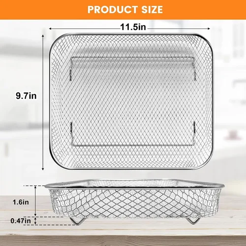 Miniatura 2 de Cesta de repuesto para freidora de aire Nuwave Bravo XL tostadora inteligente horno, 11.5 x 9.7 pulgadas, malla antiadherente, cesta de acero