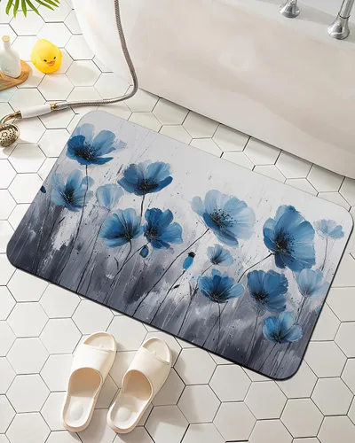 Miniatura 19 de Elightvap Tapete de baño con diseño de mariposa azul, de secado rápido, antideslizante, absorbente, de secado rápido, tapete de baño delante