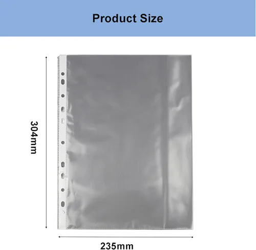 Miniatura 4 de Bolsillo perforado A4, protectores de hojas, 100 páginas, protectores de hojas transparentes para carpetas, protectores de páginas de plástico