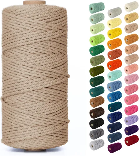 Miniatura 52 de Nook Theory - Cuerda de macramé de 3 mm, 220 yardas de cuerda de algodón, hilo de 4 mm y 5 mm, cuerda para manualidades, perfecta para colgantes