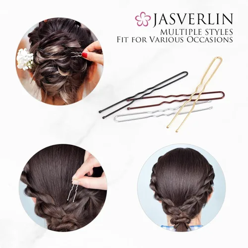 Miniatura 5 de JASVERLIN Horquillas en forma de U plateadas, horquilla para moño, para mujer, larga y grande, blanco, para ballet, danza, boda, contenedor de 2.4