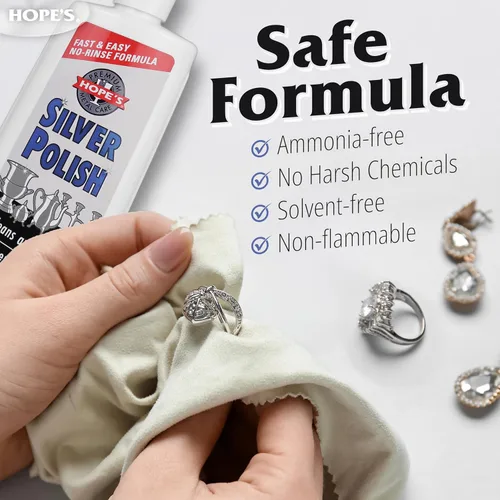 Miniatura 7 de HOPE'S Pulidor y limpiador de plata, removedor de deslustre protector, inodoro, seguro y suave, fórmula sin enjuague, rápido y fácil, libre