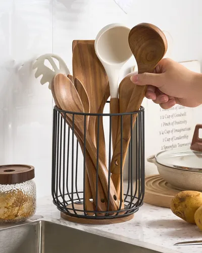 Miniatura 2 de getstar Soporte para utensilios de cocina, soporte de utensilios de alambre grande para encimera de cocina