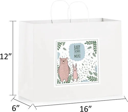 Miniatura 2 de Eupako Bolsas de papel de 16 x 6 x 12 pulgadas, bolsas de papel grandes blancas con asas a granel, bolsas de papel Kraft, bolsas de compras de Blanco