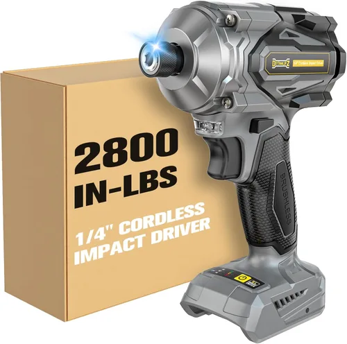 DIYtoolifz Destornillador de impacto inalámbrico de 1/4 de pulgada compatible con batería Dewalt de 20 V (solo herramienta), taladro de impacto sin