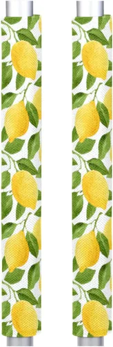Pardick Juego de 2 cubiertas para manija de puerta de refrigerador, diseño de hoja de limón amarillo lavable, protector decorativo para manija de