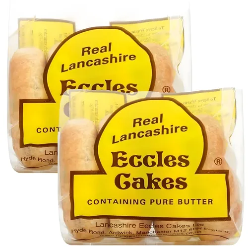 Real Lancashire Eccles Cake - Bocadillos británicos hechos con mantequilla pura y grosellas secas, pastel afrutado tradicional y delicioso para