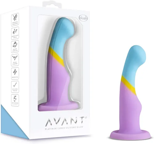 Blush Avant D14 - Consolador curvo de corazón de oro de 6 pulgadas ~ Pene de silicona ultra suave para punto G y P ~ Arnés de ventosa compatible con