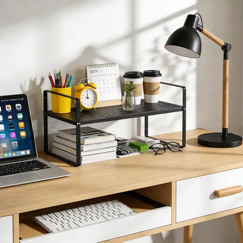 Miniatura 2 de Estante Organizador de Gabinete Expandible, Elevador de Estante Apilable para Cocina Pequeña, Despensa, Escritorio, Armario, Encimera, Oficina