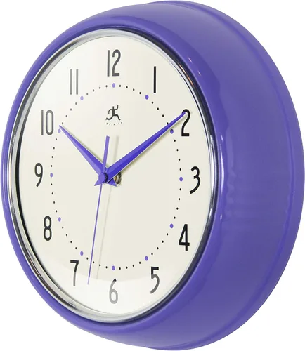Miniatura 29 de Infinity Instruments Reloj de pared retro de 9 pulgadas, barrido silencioso, sin tictac, moderno, de mediados de siglo, para cocina, comedor