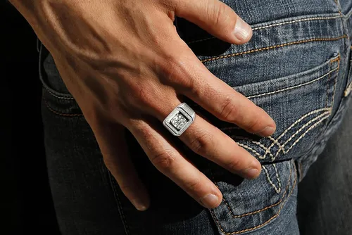 Miniatura 7 de Anillo de moissanita para hombre, de 2 a 5 quilates, solitario de moissanita, plata de ley con chapado en oro blanco de 18 quilates, color D