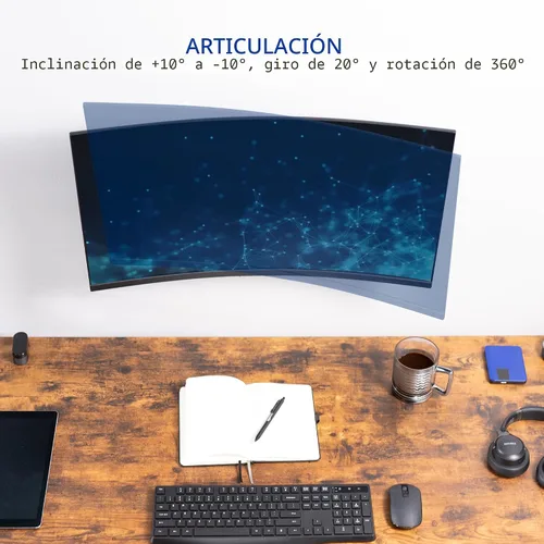 Miniatura 4 de VIVO MOUNT-VW01A - Soporte de pared articulado de altura ajustable para monitor individual de 17 a 32 pulgadas, para estaciones de trabajo de pie
