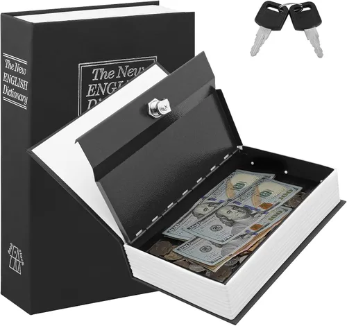 Miniatura 3 de KYODOLED Caja fuerte de metal portátil con cerradura de llave, libro secreto oculto, libro secreto seguro, libro de desviación con diccionario, 9.5