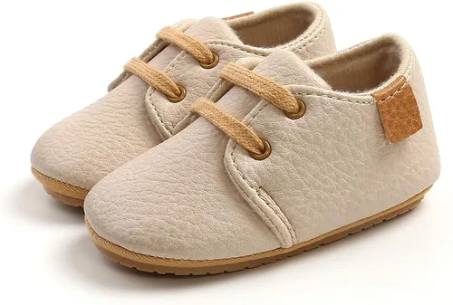 Miniatura 4 de SENIURIS Zapatos para bebés niños y niñas, suela de goma antideslizante, de piel sintética, zapatos para primeros pasos, zapatos de cuna para recién