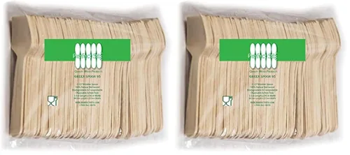 Miniatura 4 de Perfect Stix Cuchara compostable cuadrada de madera verde del catador de los cubiertos con cóncavo, 3-1/2" longitud, 1000ct