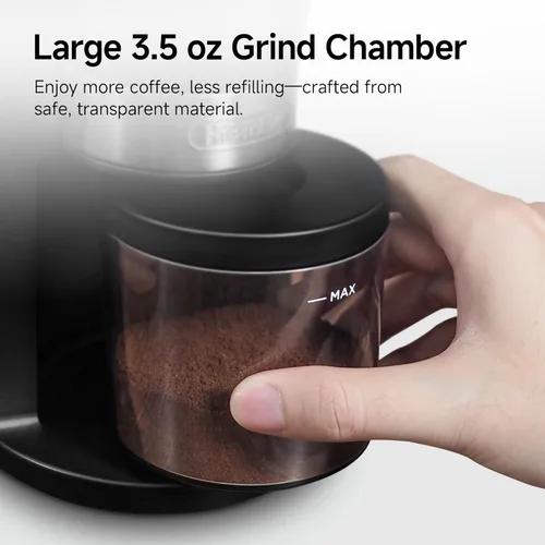 Miniatura 5 de HIBREW G3 - Molinillo de café eléctrico, rebaba cónica de 1.575 pulgadas con 31 ajustes ajustables, soplador de aire antiestático y de doble capa