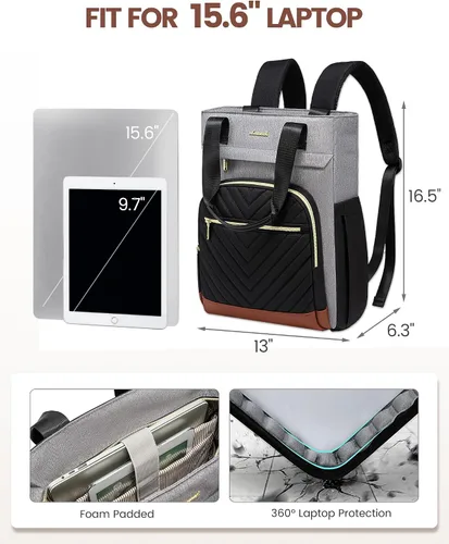 Miniatura 3 de LOVEVOOK Mochila para computadora portátil para mujer, bolsa de trabajo de 15.6 pulgadas, mochila para profesores, enfermeras, mochila de viaje