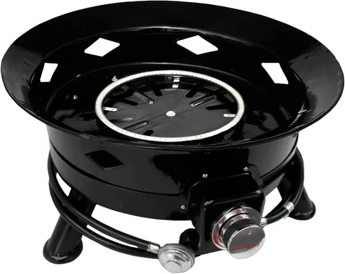 Miniatura 8 de Flame King Cuenco portátil para fogata de propano sin humo, 24 pulgadas, 58 K BTU con escala de agarre de propano, autoencendedor, cubierta