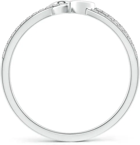 Miniatura 2 de Angara Anillo de promesa de diamante natural para mujeres, niñas en plata de ley oro macizo de 14 quilates, piedra natal de abril, regalo para su
