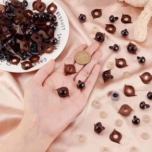 Miniatura 6 de PH PandaHall 100 juegos de ojos de seguridad para manualidades con hebillas para párpados, ojos de animales de peluche, ojos de ganchillo