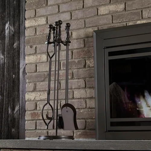 Miniatura 4 de Uniflame, F-1631, juego de herramientas de chimenea de bronce de 5 piezas con asas de bola