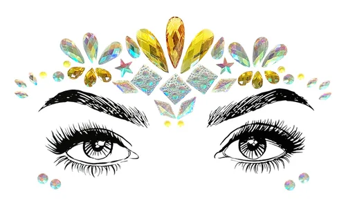 Miniatura 2 de 8 piezas de gemas de cara de sirena con purpurina, diamantes de imitación para festivales de rave, calcomanías faciales de cristales para ojos, 8