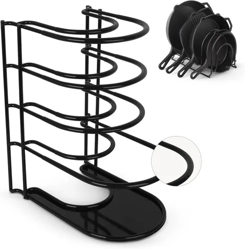 Miniatura 8 de Cuisinel Organizador de ollas y sartenes resistente, estante extra grande de 5 niveles, capacidad para sartenes de hierro fundido, horno holandés