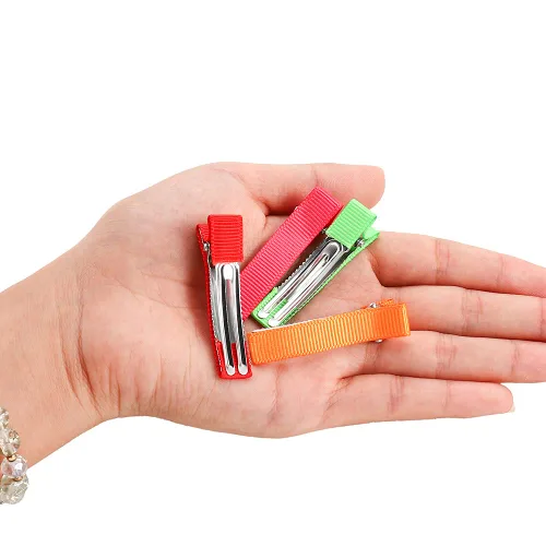 Miniatura 2 de 10 unids/lote plana de una sola punta de metal cocodrilo dientes clip de pelo pasadores color caramelo horquillas para bricolaje joyería base Negro