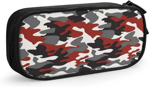 Miniatura 8 de Estuche para lápices de camuflaje, organizador de gran capacidad con 2 compartimentos y cremallera duradera