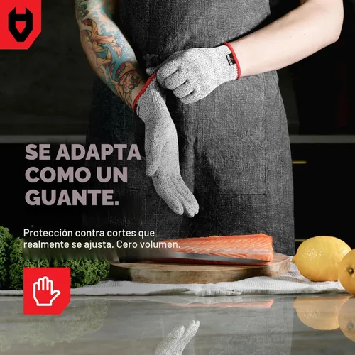 Miniatura 3 de Guantes de resistente al corte Nocry, Protección de Alto Rendimiento Nivel 5, grado de Alimentos. ¡EBook gratuito incluido!, M, Gris Original (gris)