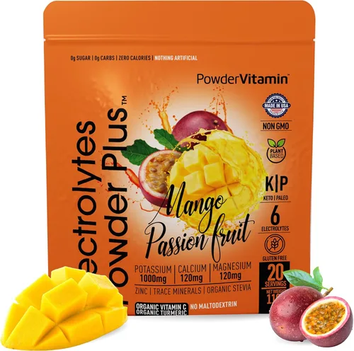 Miniatura 47 de Polvo de Electrolitos Plus (50 porciones), 0 calorías Keto, 0 azúcar, sin maltodextrina, 1000 mg de potasio, 120 mg de calcio, 120 mg de magnesio