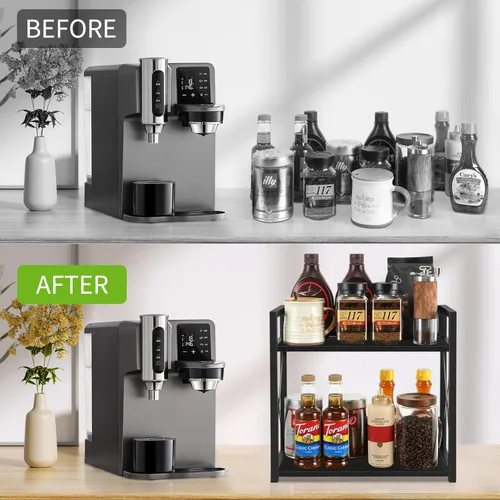 Miniatura 5 de YINMIT Organizador de Estante de Encimera, Accesorios para Barra de Café, Estante para Especias, Estante de Café para Encimera, Estación