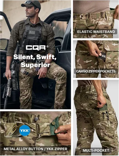 Miniatura 249 de CQR – Pantalones tácticos elásticos tipo cargo para hombre, resistentes al agua, de tela ripstop (antidesgarros), ligeros, ideales para uso diario