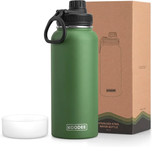 Miniatura 148 de koodee Insulated Water Bottle, 32 oz Stainless Steel Double Wall Vacuum Wide Mouth Sport Bottle with Leakproof Spout Lid (Navy)