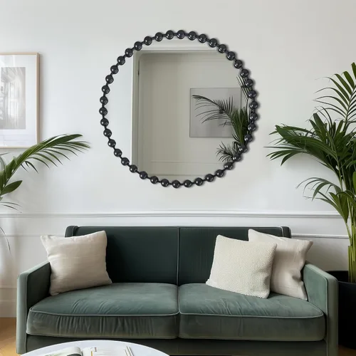Miniatura 9 de Espejo redondo de Madison Park, espejo circular con marco de metal de 36 pulgadas, decoración de pared montada y colgante para entrada, baño, Negro