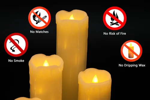 Miniatura 3 de Velas parpadeantes sin llama que funcionan con pilas (batería incluida) con temporizador de 6 horas, juego de 6 velas LED de cera goteante