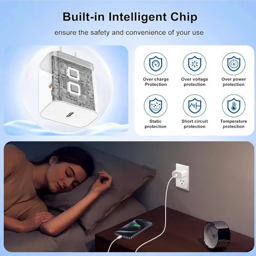 Miniatura 3 de Cargador de iPhone de carga rápida, paquete de 3 cargadores USB C de 20 W para iPhone 17 16 15 con cable USB C de 60 W, 6 pies para iPhone 17 Pro