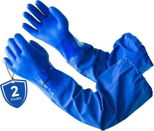 Miniatura 7 de LANON Guantes de PVC resistentes a productos químicos de 26 pulgadas, longitud del codo, guantes de goma largos de alta resistencia, protección