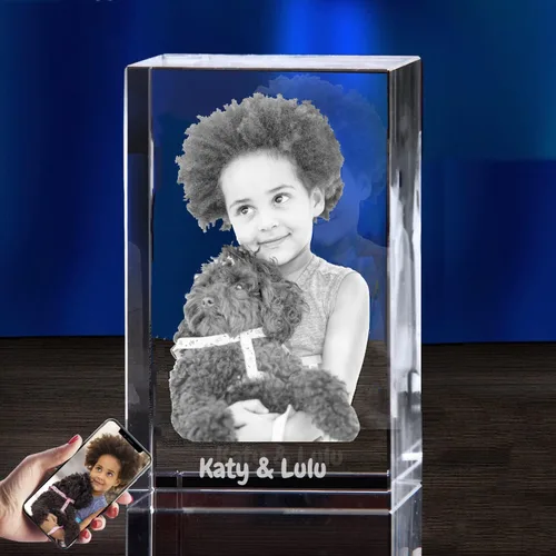 Miniatura 2 de Foto de cristal 3D personalizada con tu propia foto, marco de fotos grabado con láser 3D personalizado, boda, aniversario, Navidad, Día del Padre