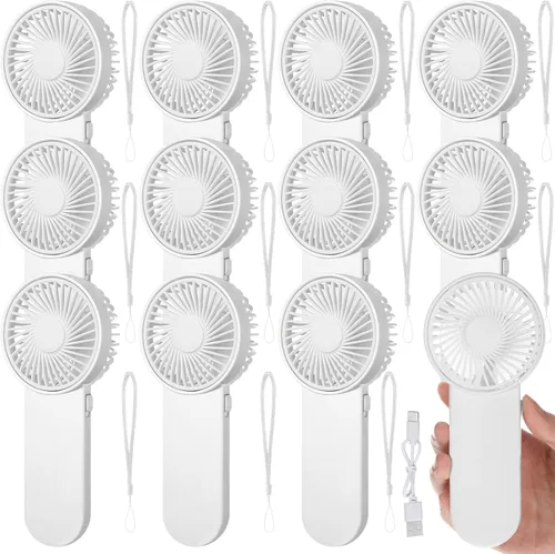 Miniatura 47 de Sumind 6 unidades de pequeño ventilador portátil personal pequeño a granel de 1 velocidad eléctrico lindo alimentado por batería para el cuello