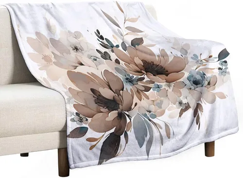 Miniatura 23 de Manta decorativa moderna de flores de acuarela, manta floral de primavera y verano, manta de 30 x 40 pulgadas, súper suave y acogedora para sofá