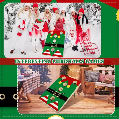 Miniatura 4 de Hiboom 24 x 17 pulgadas grande de Navidad con 6 bolsas, puf de Navidad, recuerdo de fiesta, actividades al aire libre, playa, patio, suministros
