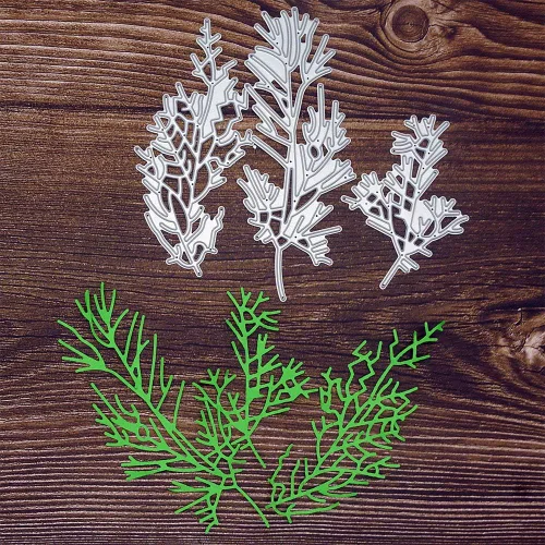 Miniatura 7 de Troqueles de Navidad para hacer tarjetas de álbumes de recortes, troqueles de corte de metal con aguja de pino, hojas de árbol de Navidad, troqueles