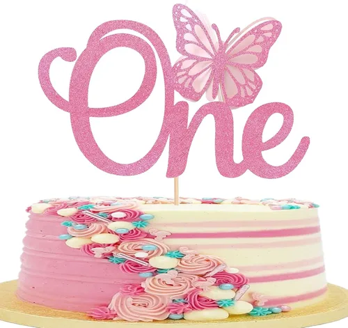 Miniatura 12 de Rsstarxi 1 paquete de decoración de pastel de mariposa Oh Baby con purpurina para baby shower, decoración de pastel de mariposa para revelación