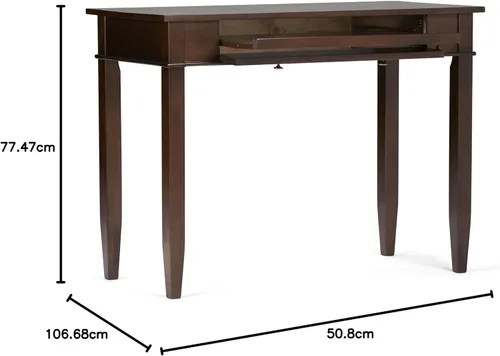 Miniatura 11 de SIMPLIHOME Carlton Desk - Escritorio de madera maciza de 42 pulgadas de ancho en marrón moreno, mesa de computadora de oficina en casa de transición